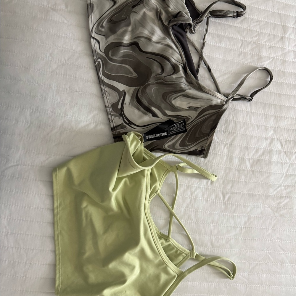 PINK Victoria's Secret Swirl and Lime Sports Bras